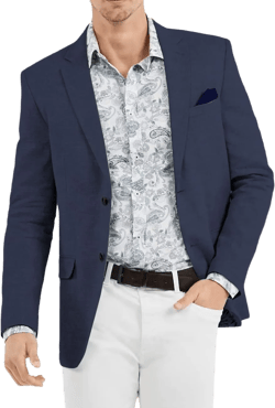 Men's Casual Slim Fit Linen Blazer Regular fit Jacket Lightweight 2 Button Blazer Sport Coat Large Navy Blue