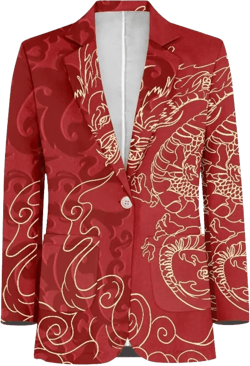 Blazer for Men Slim Fit Blazer Jacket for Men Casual One Button Notched Lapel Sports Coats Plus Size Suit Jacket X-Small Golden Dragon