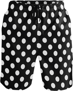 Black White Polka Dots Men's Swim Trunks Beach Shorts Quick Dry Swim Board shorts With Pockets S-XXL Medium Multicolor40