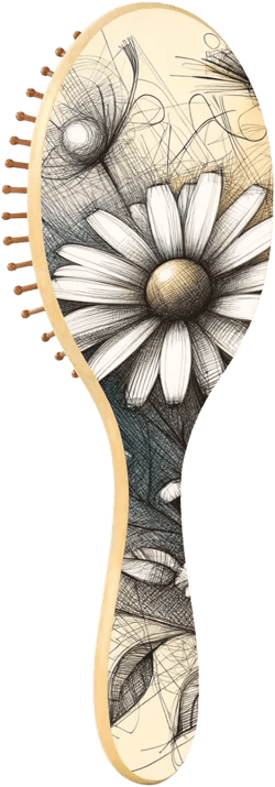 White Flowers Wooden Hair Brush Dry Hair Smoothing Massaging Detangling Comb Mens Hair Brush for Thin Hair white flowers020