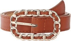 Faux Leather Belts for Women's with O-Ring for Dresses Jeans Pant Camel