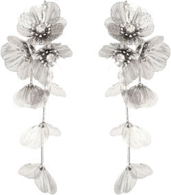 Gold Metal Flower Long Tassel Earrings for Women Crystal Floral Drop Dangle Earrings Statement Bar Ear Drop for Women Bohemian Jewelry for Women Style 2