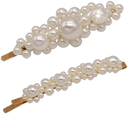 2Pcs Women Lady Vintage Artificial Pearl Alloy Hairpin Hair Clip Bobby Pins - Fashion Sweet Wedding Bridal Barrettes Side Clip Hair Accessories (Gold)