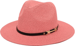 Big Brim Straw Hat Panama Jazz Hat Fedora Ladies Beach Travel Sun Cloche Hats for Women 1920s Fedora Bucket One Size Pink