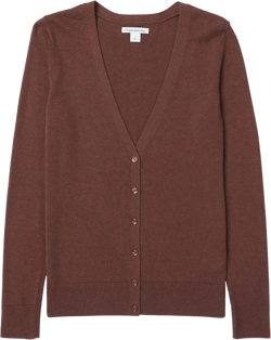 Amazon Essentials Women's Lightweight V-Neck Cardigan Sweater (Available in Plus Size) XX-Large Dark Chestnut Brown Heather