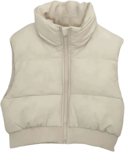 KEOMUD Women's Winter Crop Vest Lightweight Sleeveless Warm Outerwear Puffer Vest Padded Gilet Small 02 Beige