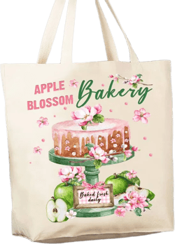 Apple Blossom Bakery Farmhouse Canvas Tote Bag
