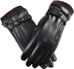 POPETPOP Windproof Pu Leather Gloves for Women Sports Riding Gloves Wrist Design for Outdoor Activities Black