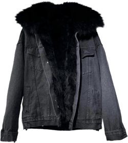 Winter Coats for Women Thickened Jean Jackets Warm Wool Outwear Parka Shacket Sherpa Fleece Lined Denim Jacket Pockets Medium Black