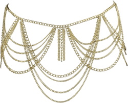 CHRAN Women's Tassel Waist Chain Gold Multi layered Body Chain Beach Belly Chain Sexy Party Jewelry gold
