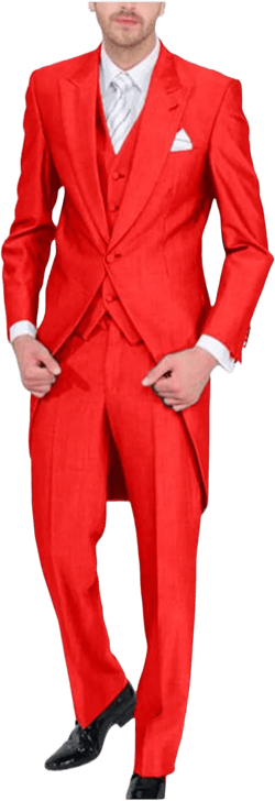 Wemaliyzd Men's 3 pc Tailcoat Suit for Wedding 1 Button Jacket Suit Vest Pants 42 Red