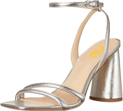 FSJ Women Sexy Open Toe Sandals Chunky High Heel Ankle Strap Buckle Party Evening Prom Dress Shoes Size 4-15 US 5 Silver