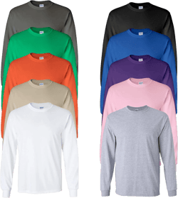 Gildan Adult Long-Sleeve Men’s T-Shirt, 6 oz. Ultra Cotton Tee, Multipack 1I3I6I10 Set of 10, 4XL Multicolor