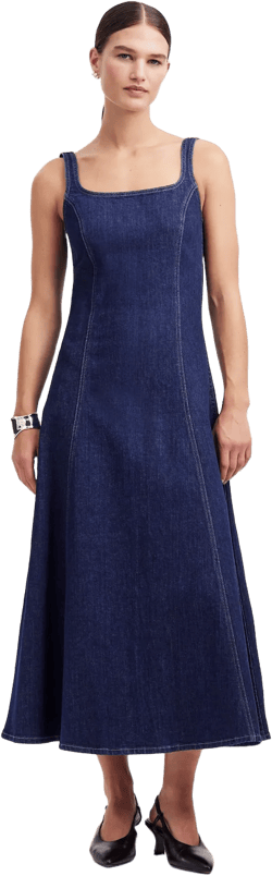 Alexa Chung for Madewell Denim Tank Midi Dress in Pellson Wash