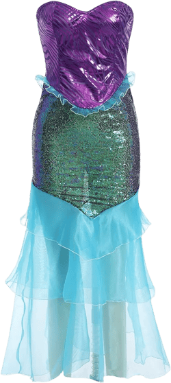 Tempura Women Halloween Mermaid Costume Dress Outfit Role Cosplay Costume Fancy Clothes for Party Club Blue Purple Medium