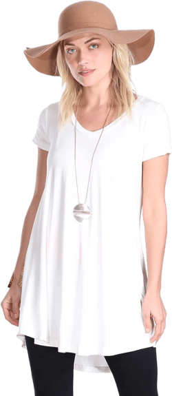 Popana Short Sleeve Tunic Tops to Wear with Leggings Made in USA Short Sleeve Shirts for Women - Loose Fit Womens Summer Tops X-Large Pearl
