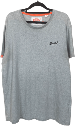 Superdry Light Grey Black Logo Graphic Short Sleeve Tee Shirt Top XL C116 L72