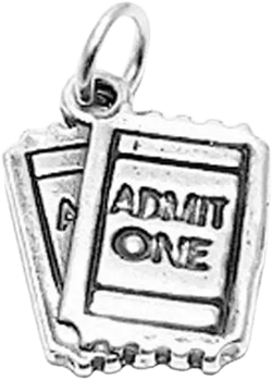 Movie Theater Ticket Charm. Sterling Silver