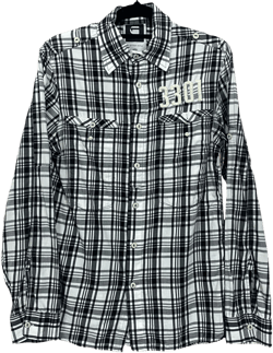 G-Star Raw Black White Checkered Slim Fit Long Sleeve Button Up Business Polo Dress Shirt S C92
