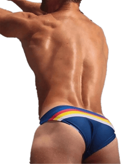 HappyU&M Mens Low-Waist Swimming Briefs- Bikini Swimwear, Sport Sexy Swim Bath Bikini Swimsuit L (waist 33.5-35.5 inch) Blue