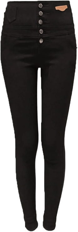 Women's High Waist 5 Button Jeans Classic Retro Skinny Denim Pants Solid Color Slim Fit Tapered Leg Casual Jean Small Black 1