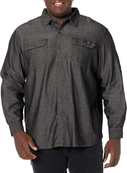 Wrangler Authentics Men's Long Sleeve Classic Woven Shirt Black Denim 3X-Large