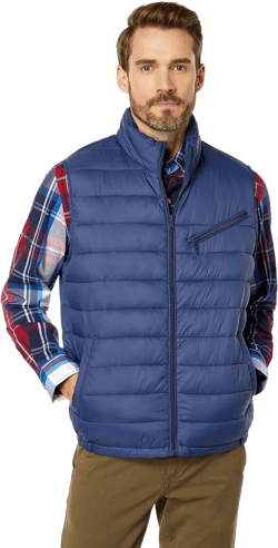 Cole Haan Men's Quilted Puffer Vest with Chest Zip Pocket Navy X-Large