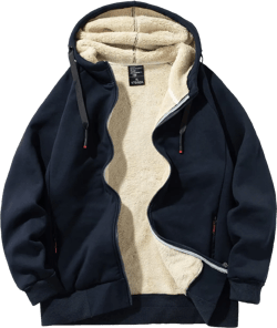 Gihuo Men's Winter Sherpa Lined Hoodie Zip Up Sweatshirt Heavyweight Warm Fleece Jacket with Pockets XX-Large Navy
