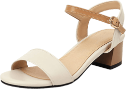 Gicoiz Women Comfort Open Toe Block Heel Sandals Ankle Strap 13.5 Apricot 2