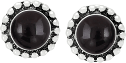 Natural Gemstone Stud Earrings - Round Silver Plated Earrings for Women