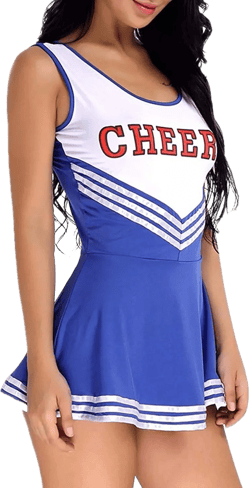 Women's School Musical Party Halloween Cheerleader Costume Fancy Dress Uniform Outfit X-Large Blue