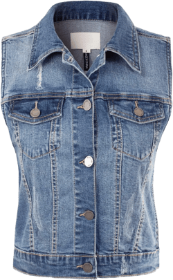 Design by Olivia Women's Junior Fit Sleeveless Button up Jean Denim Jacket Vest 3X Distressed Medium Denim