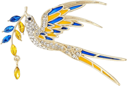 Unique Style Enamel Peace Dove Brooch For Women Ukraine Rhinestone Ear Of Wheat Pins Gift Accessory