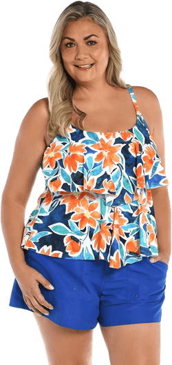 Maxine Of Hollywood Women's 2-Tiered Ruffle Tankini Swimsuit Top : Clothing, Shoes & Jewelry