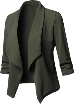 Women's Business Casual Blazers Lightweight Office Jacket Plus Size Open Front Blazer Cropped Blazer Dressy Jackets 3X-Large Green