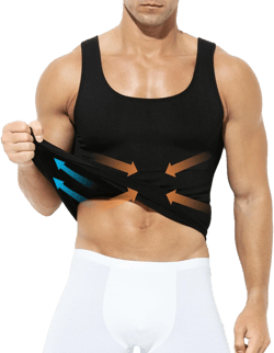 Casey Kevin Men's Compression Shirt Undershirts Body Shaper Sleeveless Shirt Slimming Tank Top Gynecomastia Vest Black X-Large
