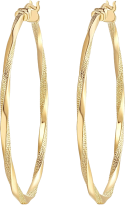 14K Gold Hoop Earring for Women Gold Earrings Hoops Twisted 14 Karat Gold Earrings Gold Jewelry Lightweight 40 mm