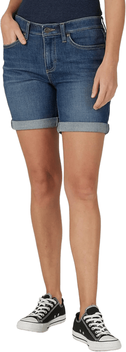 Lee womens Petite Ultra Lux Mid-rise Straight Jean Denim Shorts, Majestic Sky, 14 Petite US