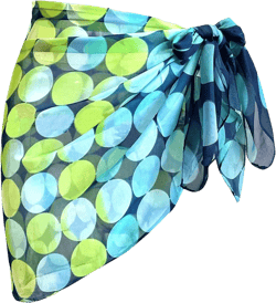 Women's Short Sarong Wrap Skirt Chiffon Swimsuit Cover up Beach Pareo Wraps Y07 Polka Dot Blue