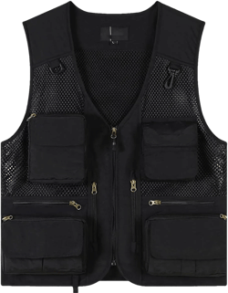 Outdoor Men Multi Pocket Vest Tactical Gear Coat Photographer Waistcoat Welder Car Repair Jacke 3X-Large Black