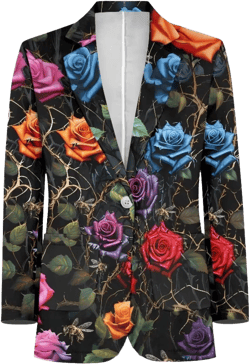 Flashideas Blazer for Men One Button Formal Dress Jacket Lightweight Knit Sport Coat 5X-Large Color Roses