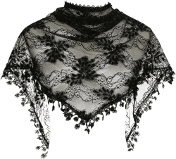Lace Triangle Scarf Fashion Hollow Shawls and Wraps for Women Flower Triangle Scarf Pashmina Shawls Wraps for Evening Dress Black