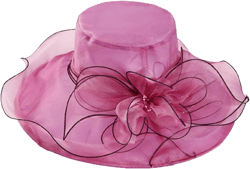 Wide Brim Organza Hat Dress Hat for Women Lady Tea Party Kentucky Derby Noble Church Wedding Cap One Size Rose Red