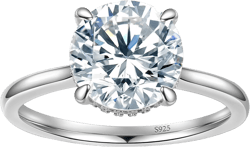 Round Moissanite Engagement Rings for Women, Women's 18K Yellow/White Gold Plated 925 Sterling Silver Engagement Ring Moissanite Promise Rings for Her,Wedding Band Ring 1.5/2/3/4/5CT. 7 Round B-3CT White