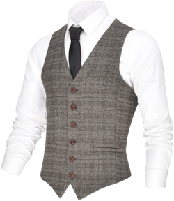 VOBOOM Men's V-Neck Suit Vest Casual Slim Fit Dress 6 Button Waistcoat Small Brown
