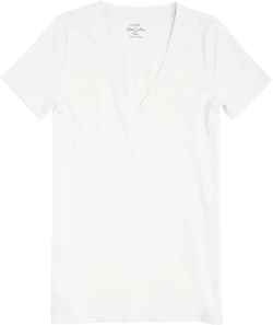 J.Crew Mercantile Women's Short Sleeve Light-Weight Vintage Cotton V-Neck Tee (White)