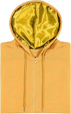 Bocianelli Satin Lined Hoodie Zip Up Hoodies Women's Casual Long Sleeve Satin Pullover Hoodie Sweatshirt Tops X-Large Mustard