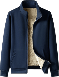 PEHMEA Men's Warm Thicken Fleece Hoodie Sherpa Lined Full-Zip Sweatshirt Jacket(#02 Navy, Small)