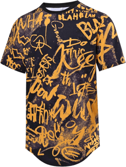 DEOLAX Mens T Shirt Fashion Crew Neck Graphic Men T-Shirts Casual Dry Fit Tee Short Sleeve Workout Hip Hop Shirts for Men X-Large Black Yellow