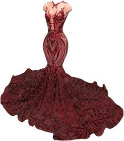 Engerla Sequins Long Sleeve Mermaid Evening Dress Hight Neck Prom Gown Engagement Court Train Elegant Dresses 26 Plus S Wine